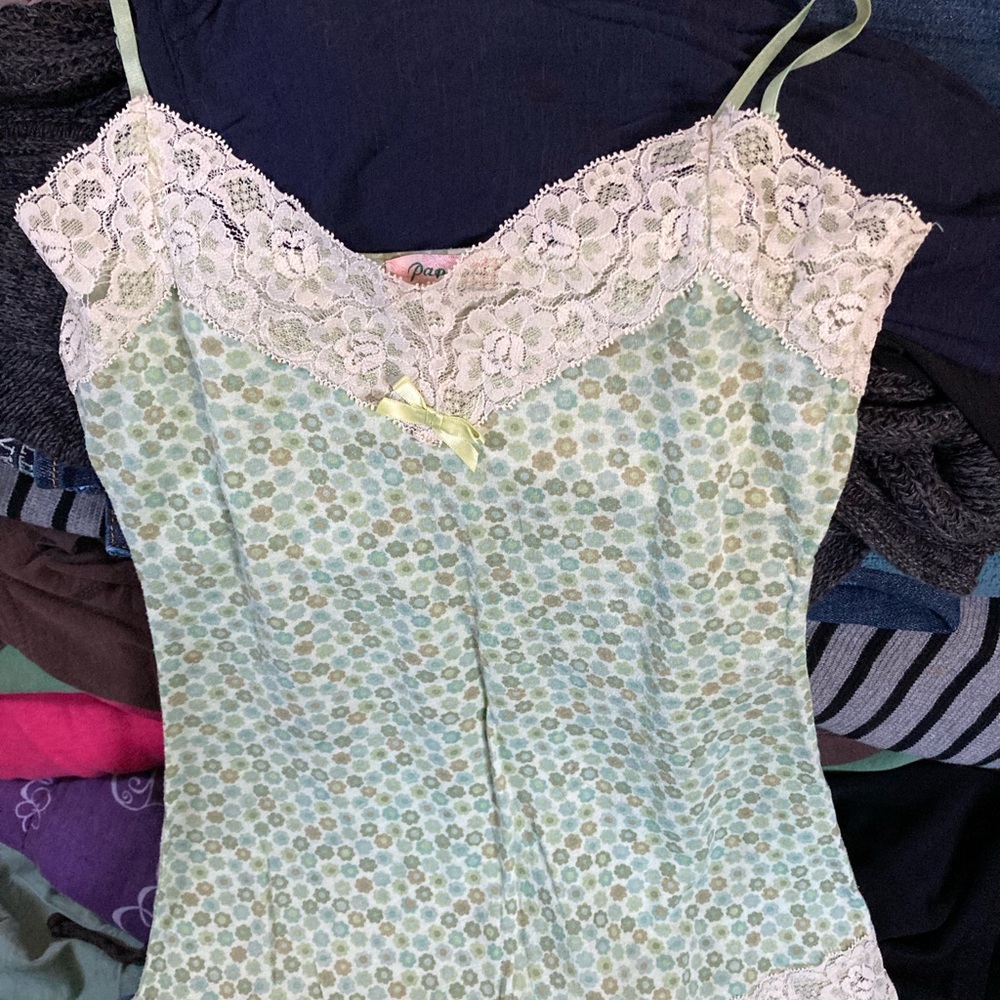 Light green spaghetti strap top